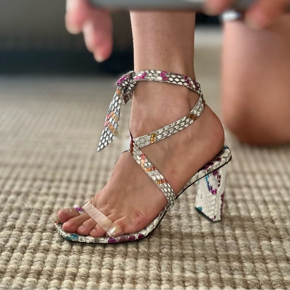 Alexandre Birman Python Metallic Multi Color Ankl… - image 7